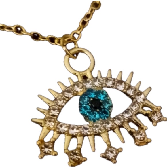 Gold Evil Eye Necklace and Earring Set - Nee - Picture 2 of 3